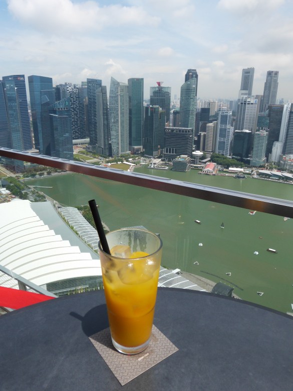 Chilling in a rooftop bar in Singapore