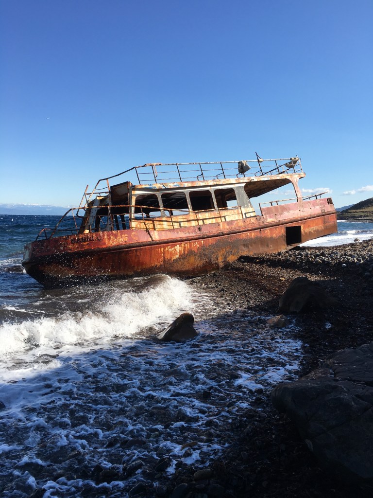 Stranded refugee boat